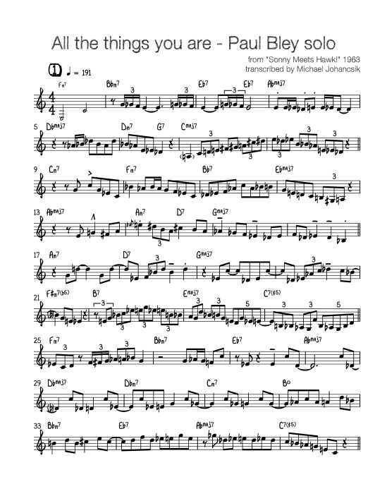 All the things you are - Paul Bley solo (1)